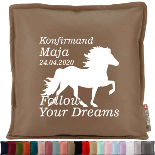 Konfirmation Follow Your Dreams - Islandsk hest | Pyntepude i filt