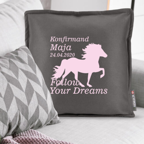 Alternative view of Konfirmation Follow Your Dreams - Islandsk hest | Pyntepude i filt