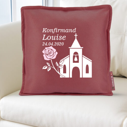 Alternative view of Konfirmation med kirke & rose | Pyntepude i filt