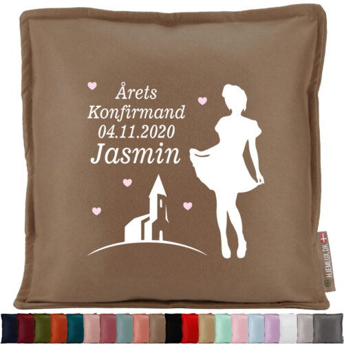 Konfirmation pige, kirke & hjerter #1 | Pyntepude i filt