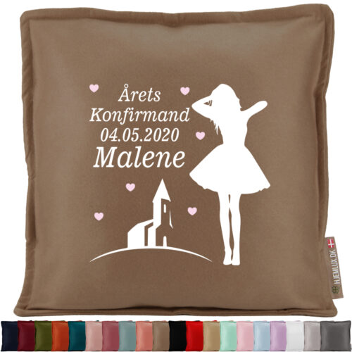 Konfirmation pige, kirke & hjerter #2 | Pyntepude i filt