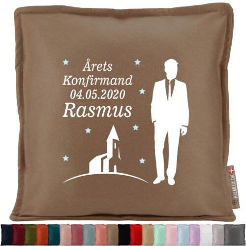 Konfirmation dreng, kirke & stjerner | Pyntepude i filt