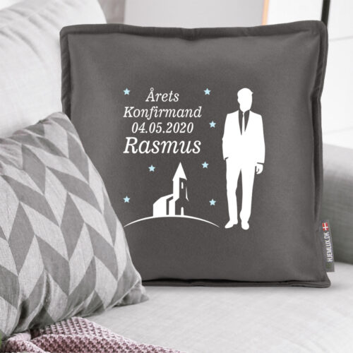 Alternative view of Konfirmation dreng, kirke & stjerner | Pyntepude i filt