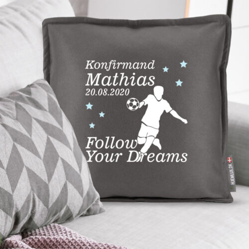 Alternative view of Konfirmation Follow Your Dreams - Fodbold #1 | Pyntepude i filt