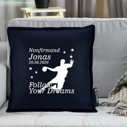 Alternative view of Nonfirmation Follow Your Dreams - Håndbold #1 | Pyntepude i filt