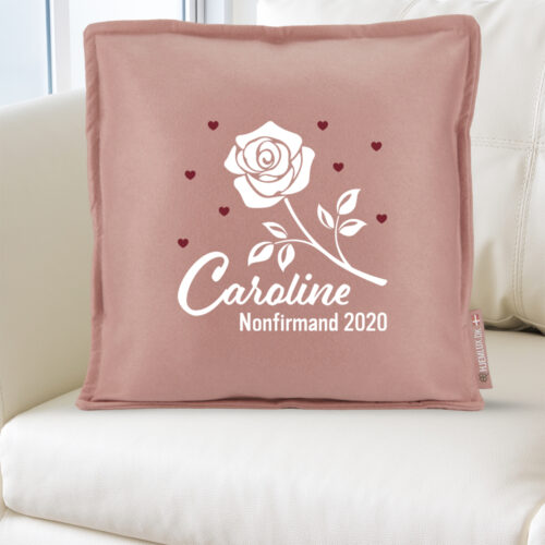 Alternative view of Nonfirmation med rose & hjerter #1 | Pyntepude i filt