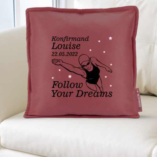 Konfirmation Follow Your Dreams - Svømning #5 | Pyntepude i filt - Image 2