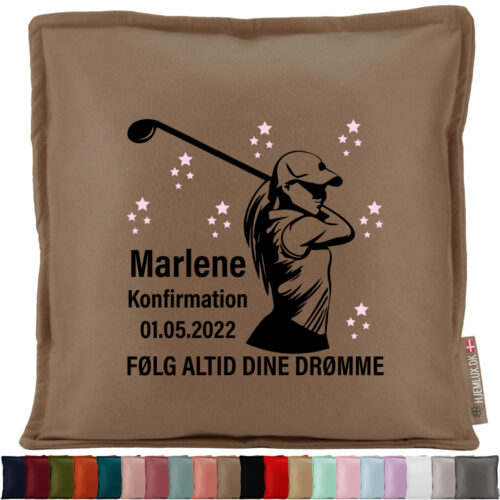 Konfirmation følg altid dine drømme - Golf #2 | Pyntepude i filt