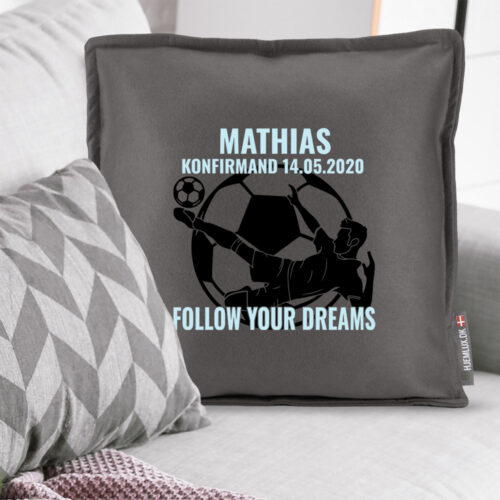 Alternative view of Konfirmation Follow Your Dreams - Fodbold #2 | Pyntepude i filt