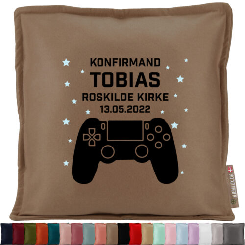 Konfirmation gamer med stjerner | Pyntepude i filt