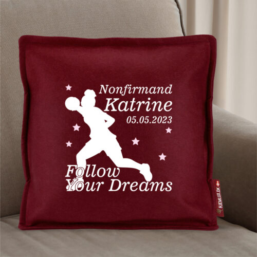 Alternative view of Nonfirmation Follow Your Dreams - Håndbold #2 | Pyntepude i filt