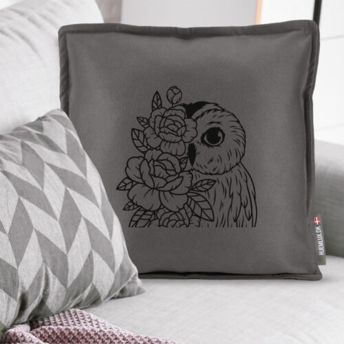 Alternative view of Owl with flowers #2 | Pyntepude i filt