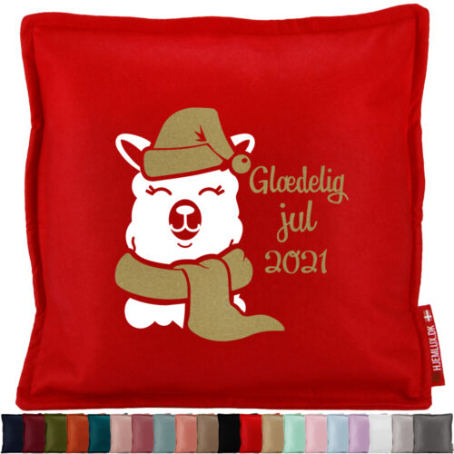 Funny Christmas – Lama, glædelig jul + valgfrit årstal | Pyntepude i filt