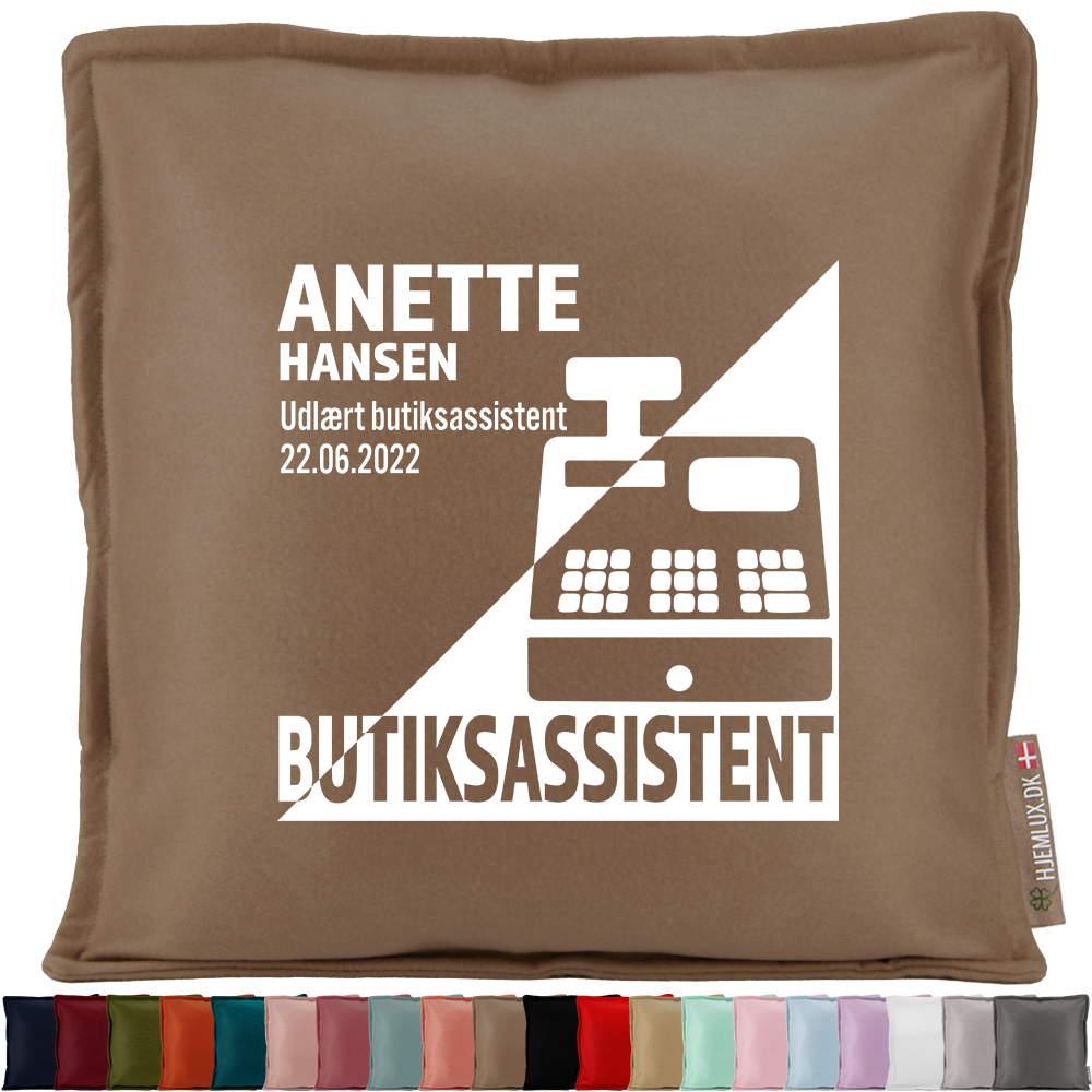Udlært butiksassistent design 1 | Pyntepude i filt
