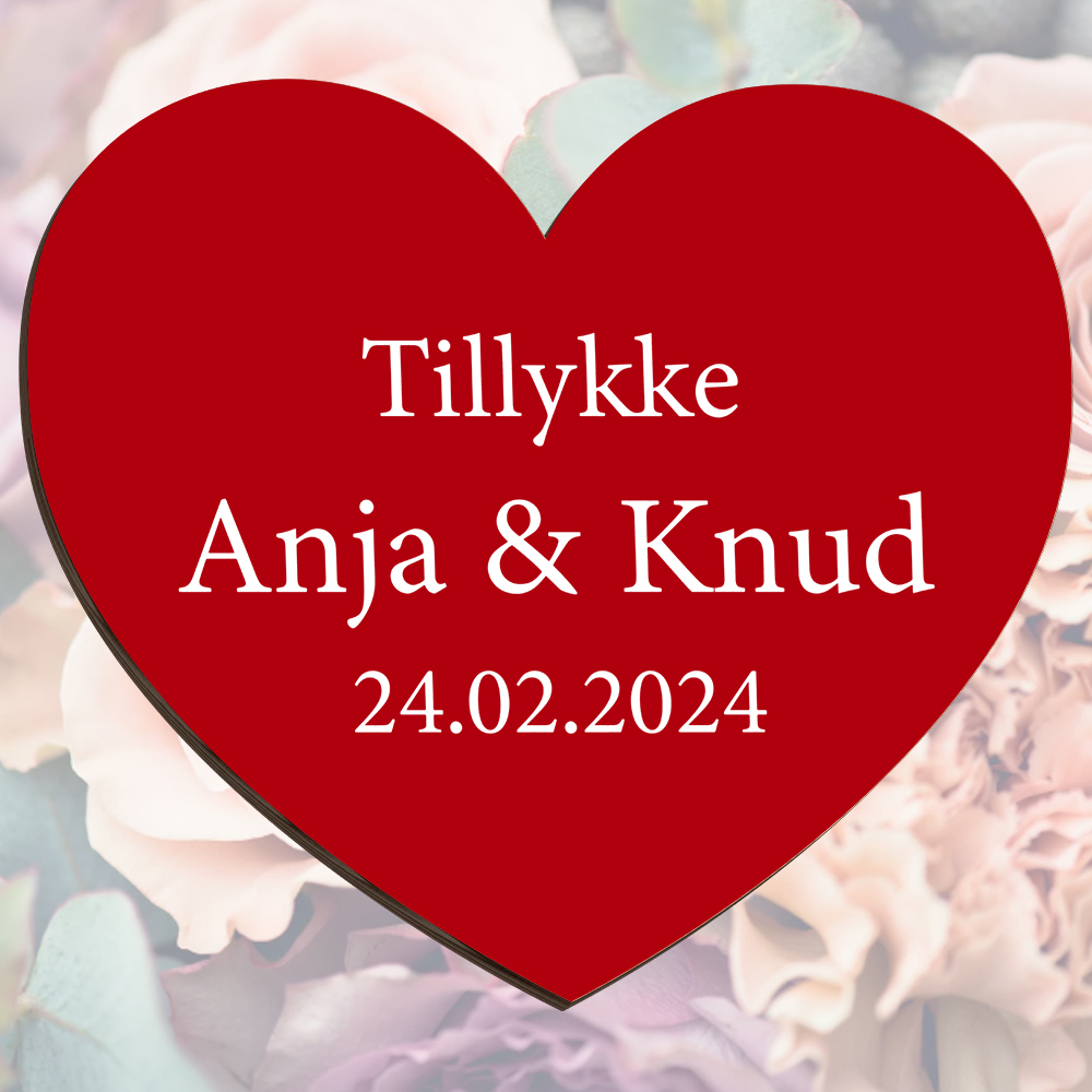 Hjerte design #1 | Æresport skilt (farvet overflade med farvet tekst)