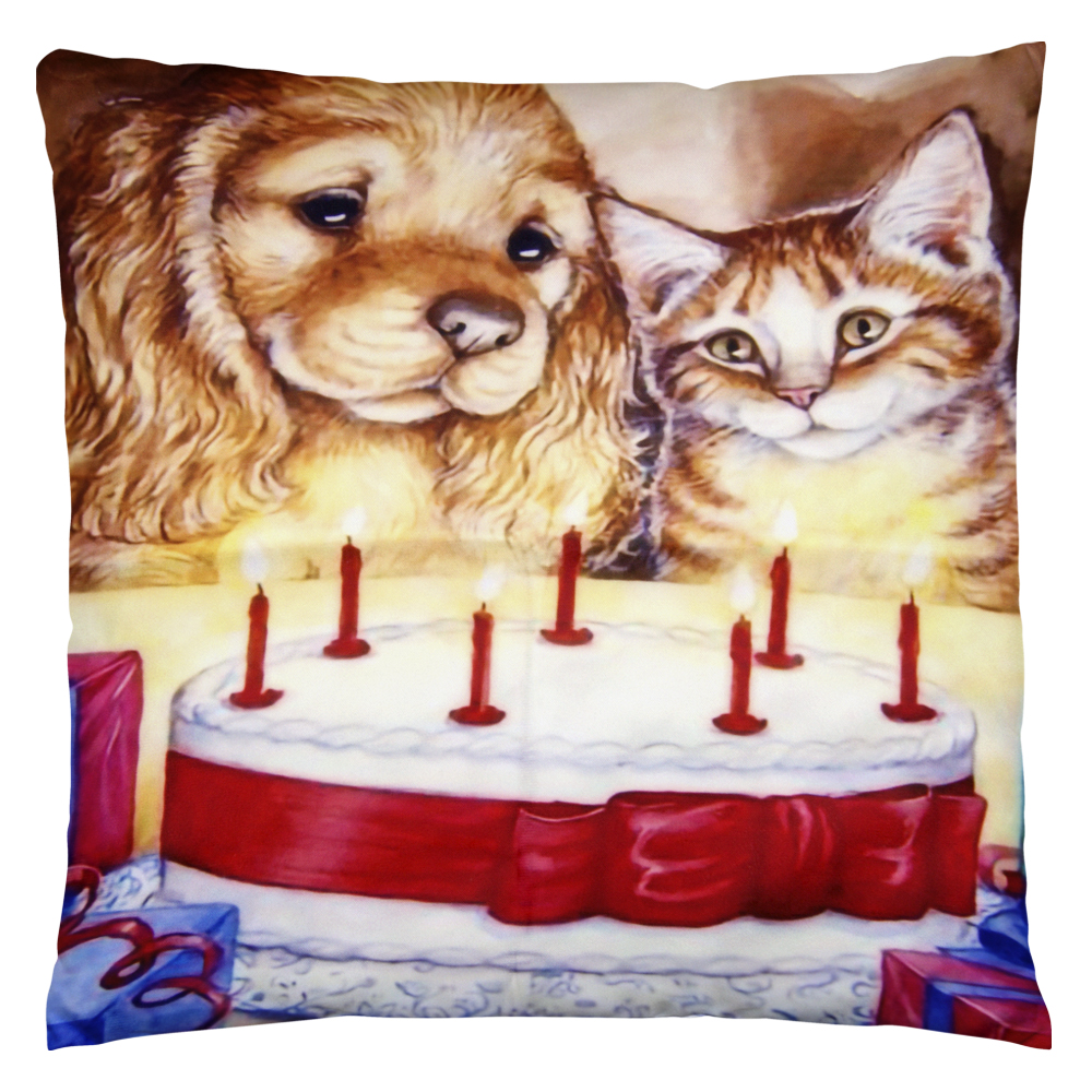 Birthday dog & cat | Pyntepudebetræk med print