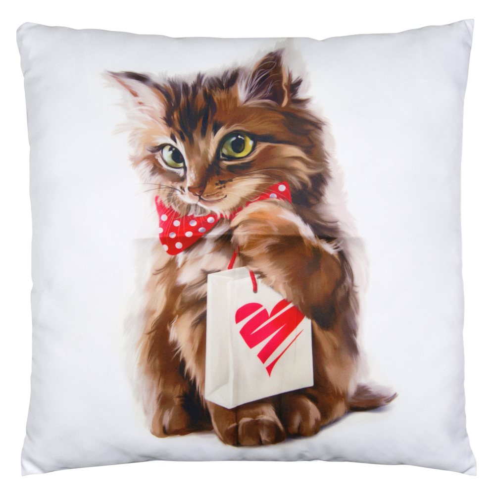 Cat with bowtie & giftbag | Pyntepudebetræk med print