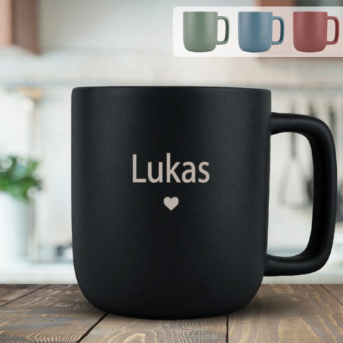 Navn skrift #1 med lille hjerte | Krus med gravering