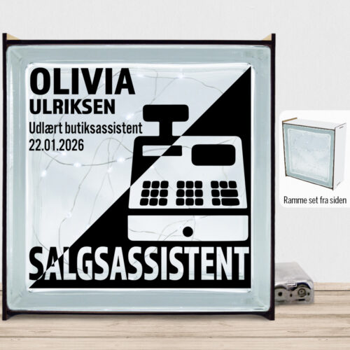 Udlært salgsassistent design 1 | Lyssten med ramme (farvet overflade)