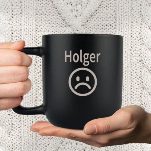 Alternative view of Moody - Sad "Classic" med navn | Krus med gravering