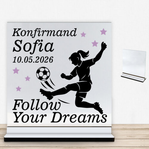 Konfirmation design 17 | Glasskilt inkl. fod med farvet overflade