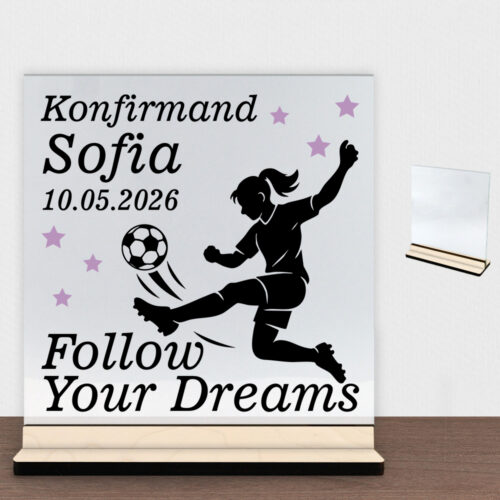 Konfirmation design 42 | Glasskilt inkl. fod (poppel krydsfinér)