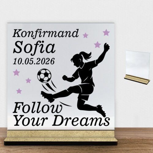 Konfirmation design 42 | Glasskilt inkl. fod (træfiber)