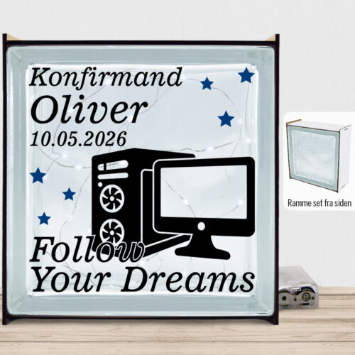 Konfirmation design 43 | Lyssten med ramme (farvet overflade)