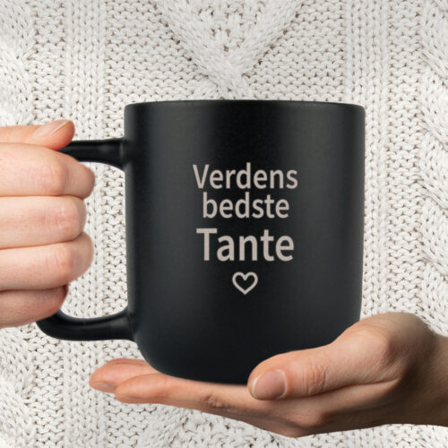 Alternative view of Verdens bedste tante med lille streg-hjerte | Krus med gravering