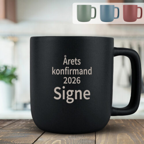 Årets konfirmand med valgfrit årstal & navn | Krus med gravering