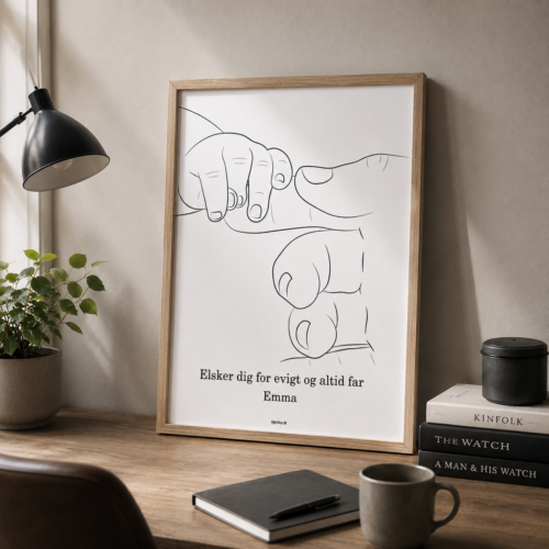 Alternative view of One line art - Dad & baby hand | Plakat