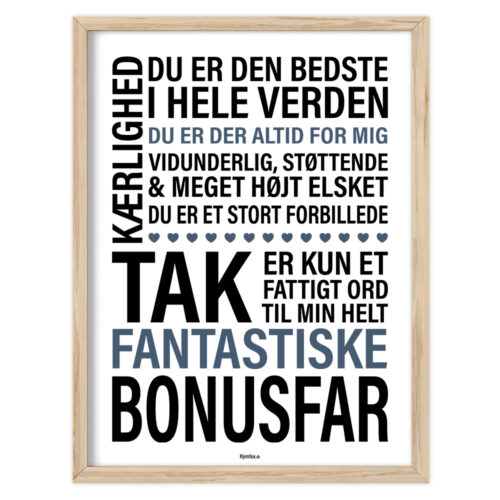 Tak, er kun et fattigt ord – bonusfar | Plakat