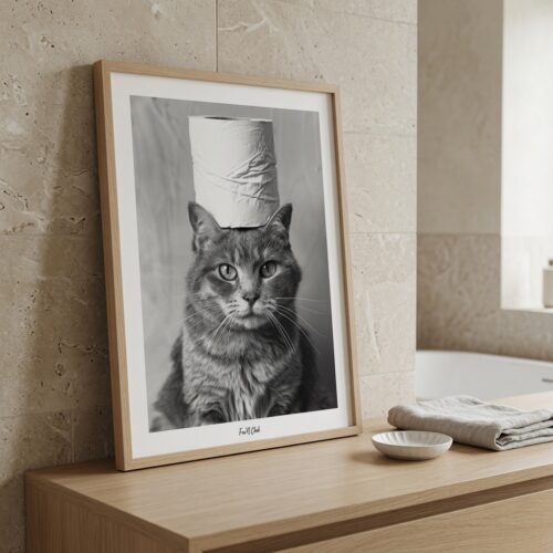 Alternative view of Fun'N Cheek Bathroom Chronicles – Cat on a Roll | Plakat