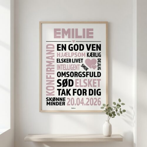 Alternative view of Konfirmand tak for dig med hjerter | Plakat