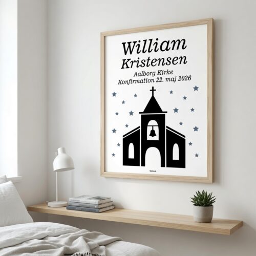 Alternative view of Konfirmation kirke med stjerner | Plakat