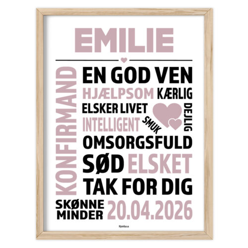 Konfirmand tak for dig med hjerter | Plakat