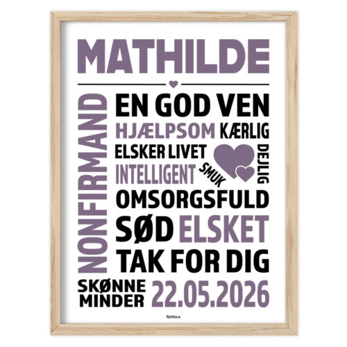 Nonfirmand tak for dig med hjerter | Plakat