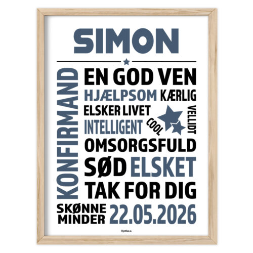 Konfirmand tak for dig med stjerner | Plakat