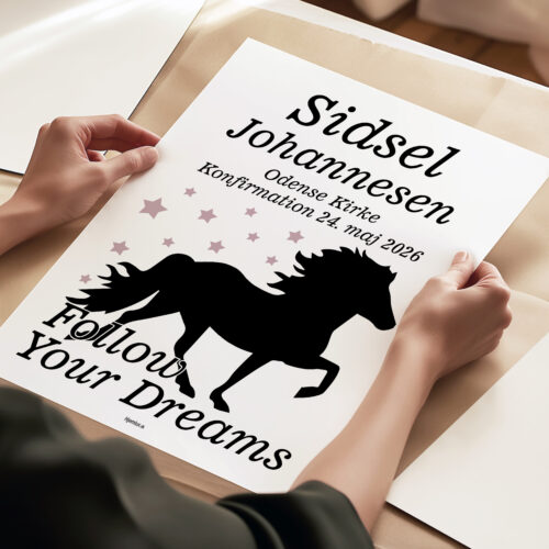 Konfirmation Follow Your Dreams - islandsk hest | Plakat - Billede 3