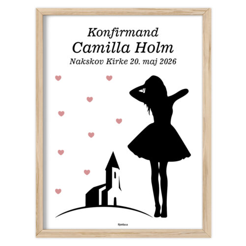 Konfirmand pige med kirke & hjerter - edition 2 | Plakat