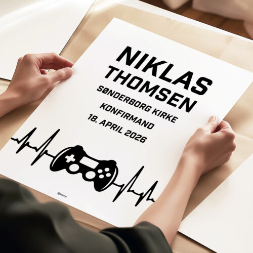 Konfirmand gamer heartbeat | Plakat - Billede 3